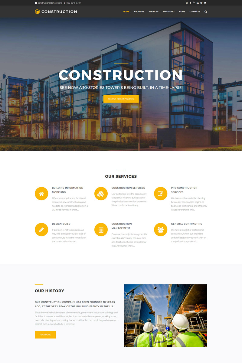 Construction Company Premium Drupal Template Small Screenshot Construction Company Premium Drupal Template