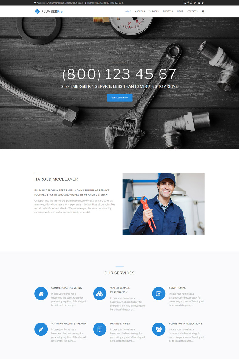 Template Drupal Tema Drupal Screenshot Pequeno Template Drupal para Sites de Encanamento №64646